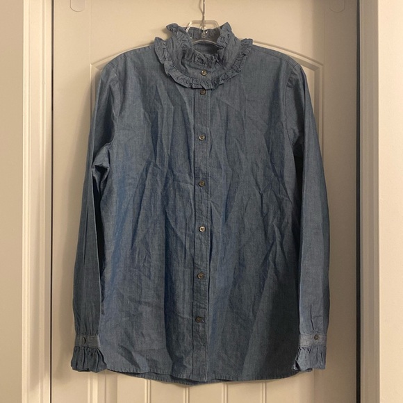 JCrew ruffle neck top - Picture 1 of 5